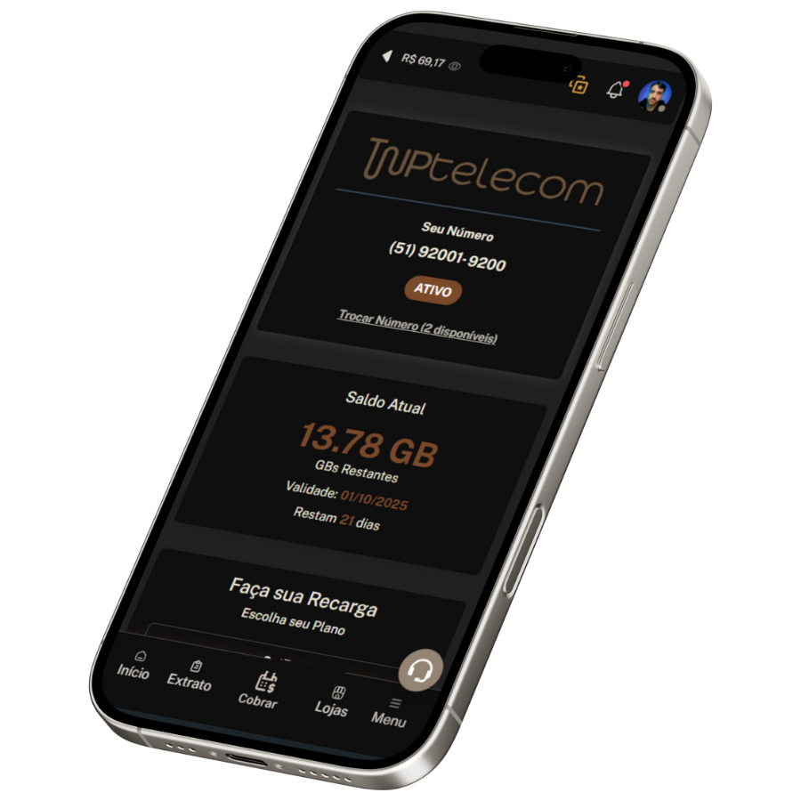 App TNP exibido em um smartphone